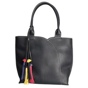 Mellow World Allure Black Vegan Leather Tassel Tote